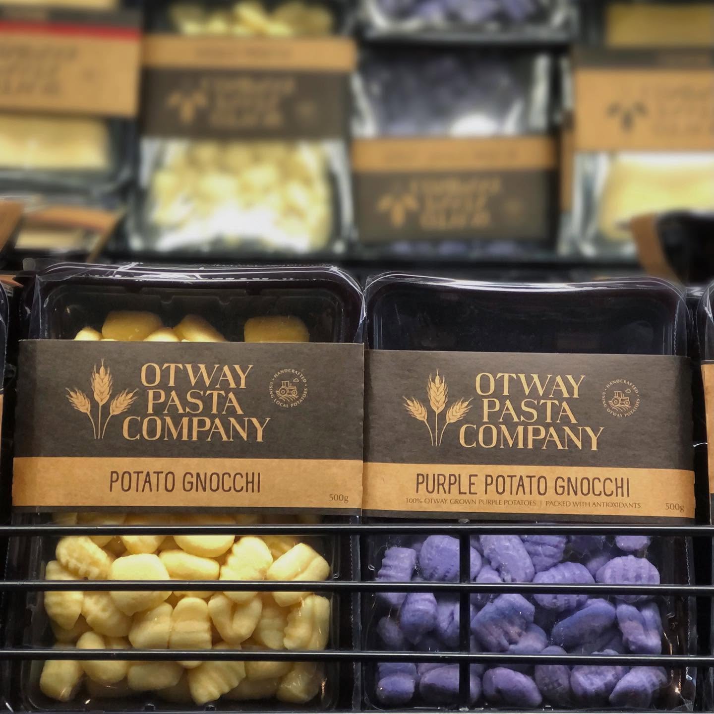 Otway Pasta Company potato and purple potato gnocchi on the shelf